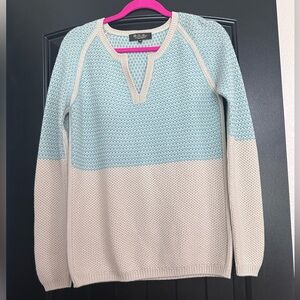 Loro Piana Light Blue and Cream V-Neck Sweater 💯Baby Cashmere